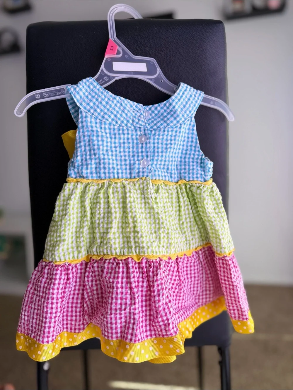 Carter's Blue, Yellow, Green & Pink Gingham Tiered Cupcake Dress